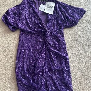 Little Mistress Purple Kimono Knot Dress